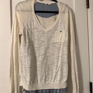 Moth Anthropologie Cream V-Neck Sweater